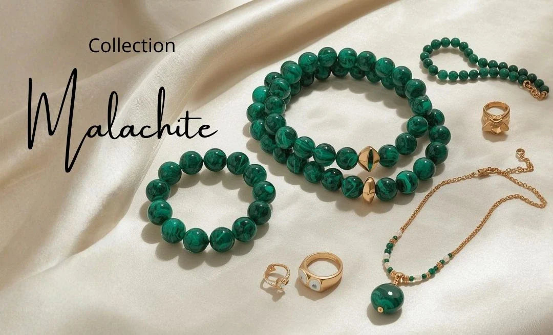 Lot De Bagues Fines En Malachite Et Pierres Mélangées - Argenté Plaqué - Artisanal Indien Bohème