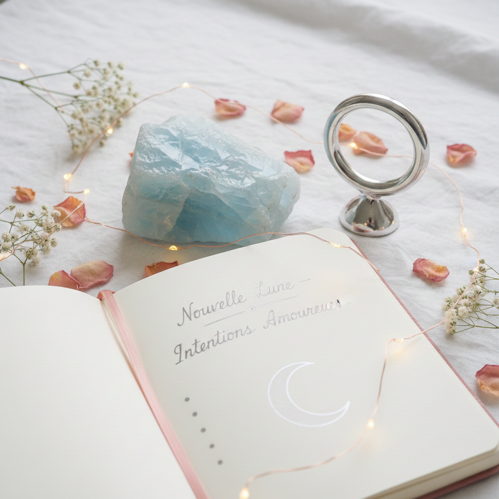Clarifier ses intentions en amour : rituel de Nouvelle Lune avec l’aigue-marine