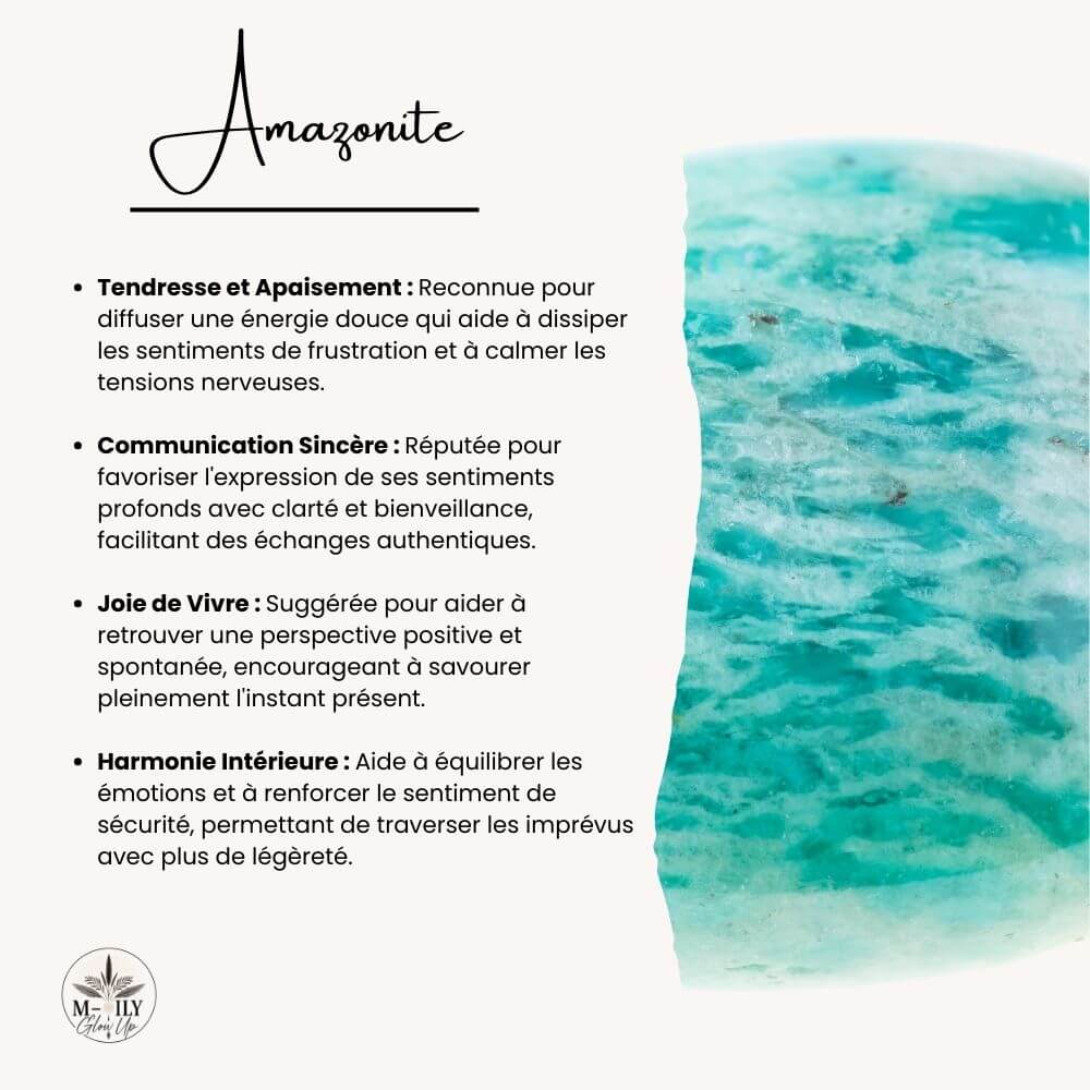 fiche d'informations bienfaits et vertus pierre d'amazonite