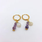 Boucles d'Oreilles Aismée Améthyste et Pierre de Lune