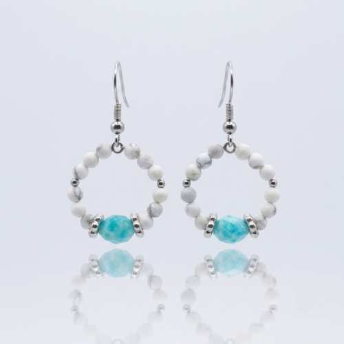 Boucles - GIA Howlite et Amazonite