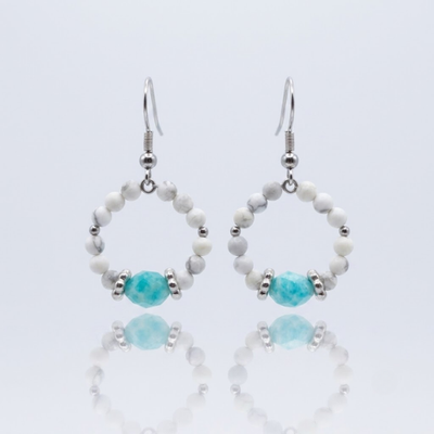 Boucles - GIA Howlite et Amazonite