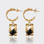 Boucles d'Oreilles INÈS Noire Dorées