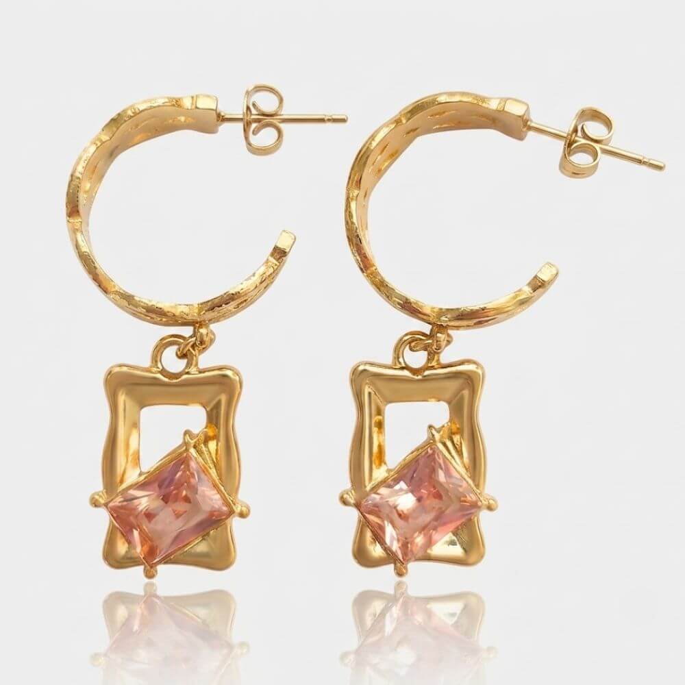 Boucles d'Oreilles INÈS Rose Dorées