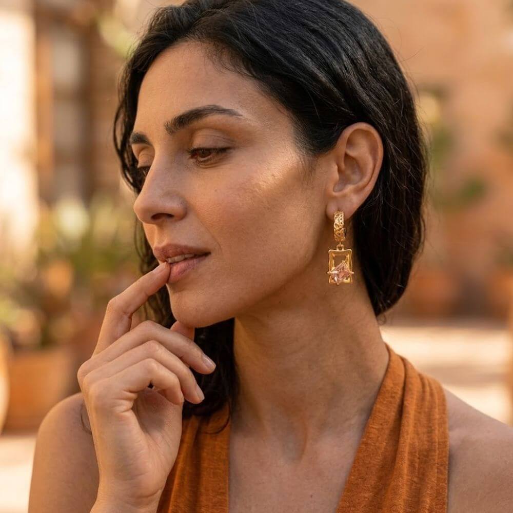 Boucles d'Oreilles INÈS Rose Dorées
