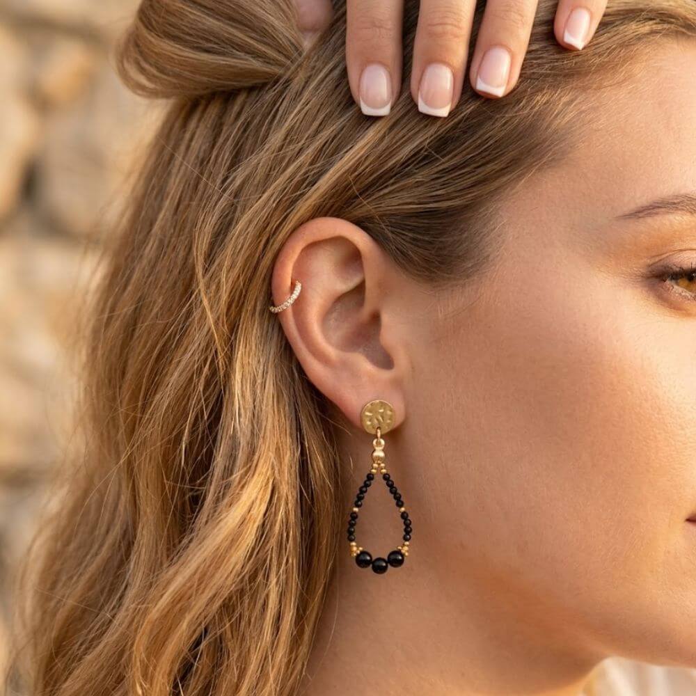 Boucles d'Oreilles Olivia - Onyx