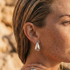 Boucles d'oreilles forme goutte d'eau finition argentée style chunky