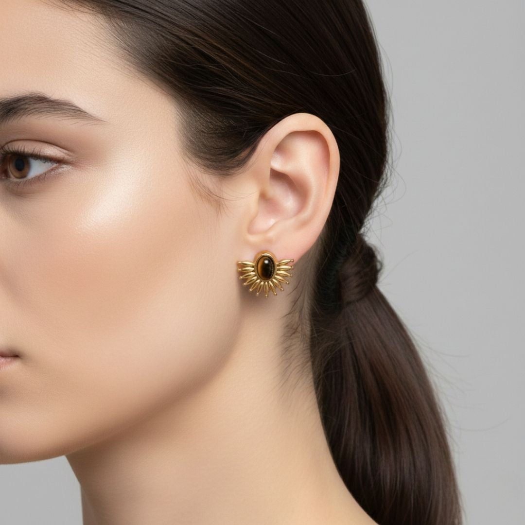 Boucles d'Oreilles AURORA Oeil de Tigre