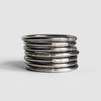 Bracelet - Jonc bouddhiste argenté texturé