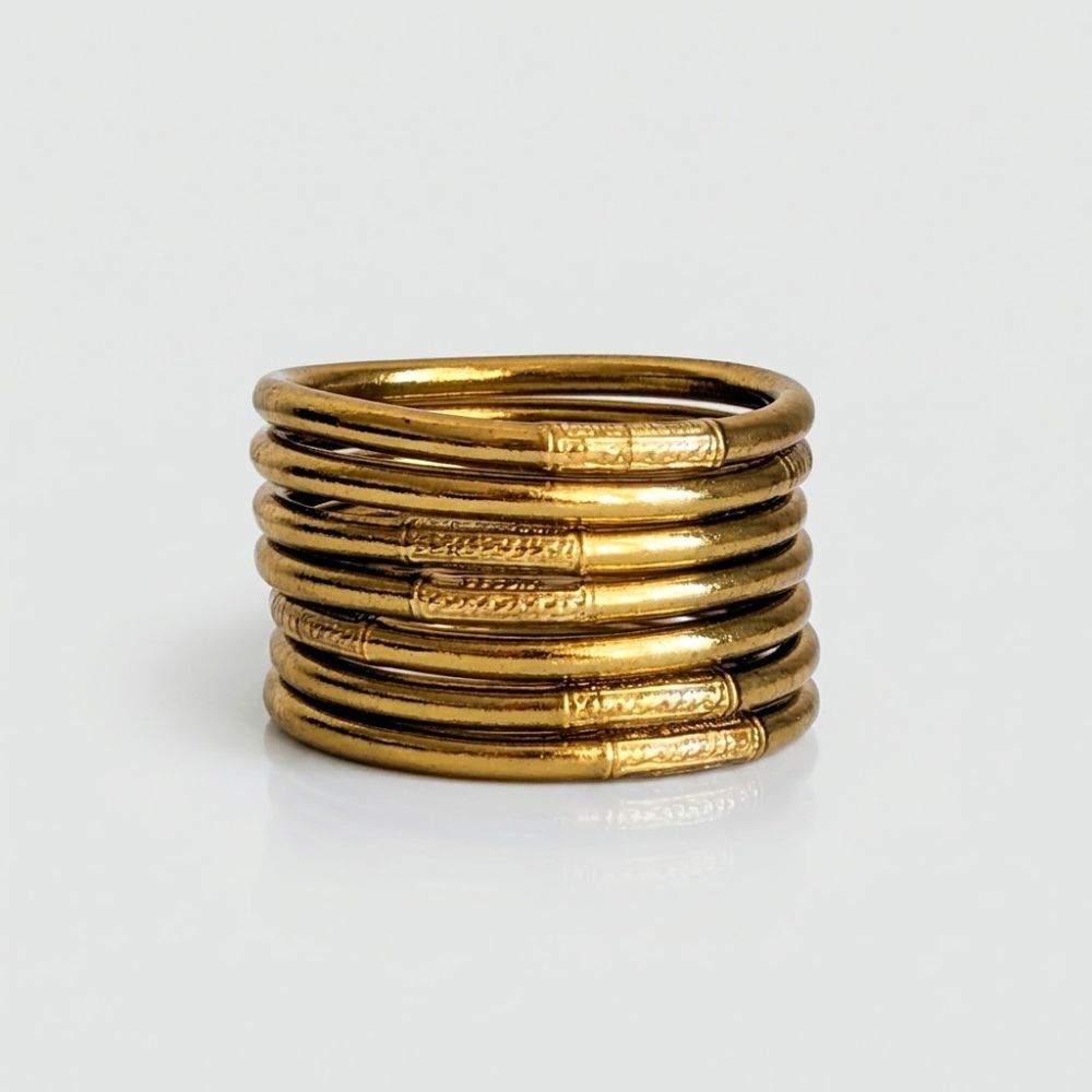 Bracelet - Jonc bouddhiste doré texturé