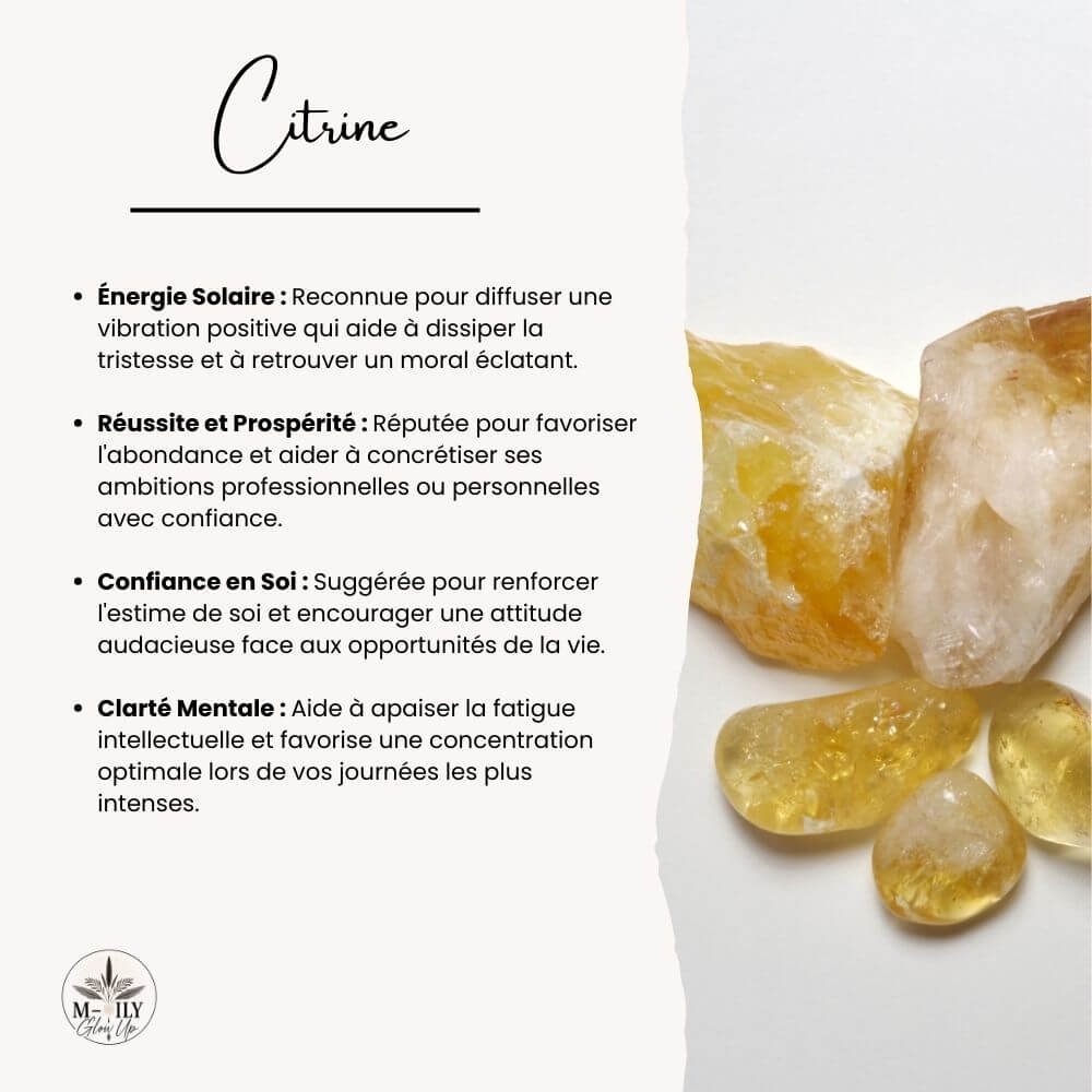 fiche d'information bienfaits vertus Pierre de Citrine