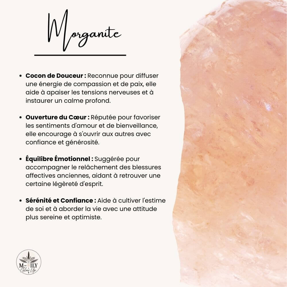 Fiche d'informations bienfaits et vertus pierre de morganite