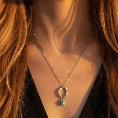 Pendentif GIA howlite et Amazonite