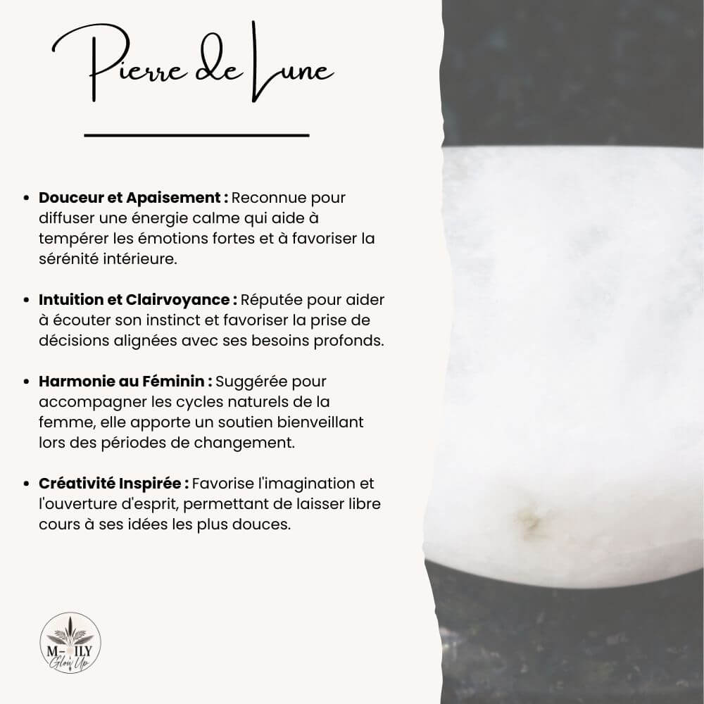 fiche d'information bienfaits et vertus pierre de lune