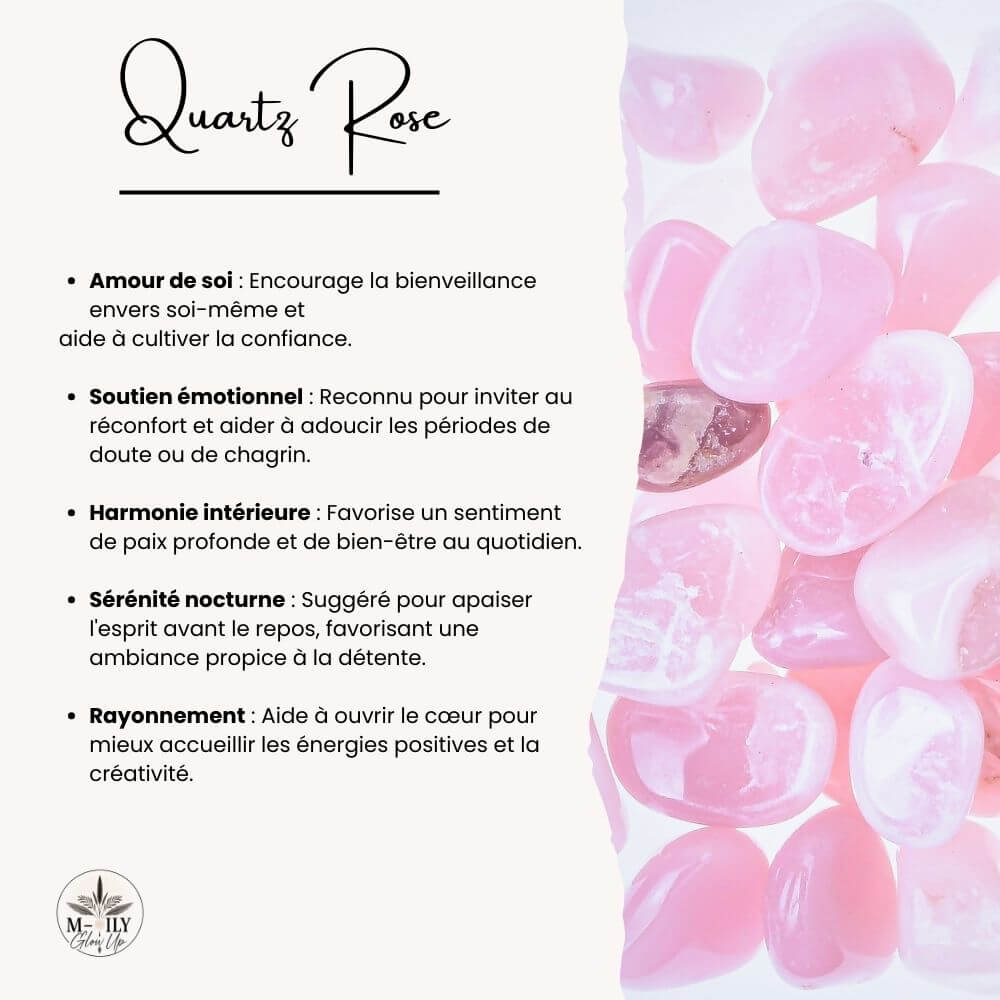 fiche d'informations bienfaits et vertus de la pierre de quartz rose