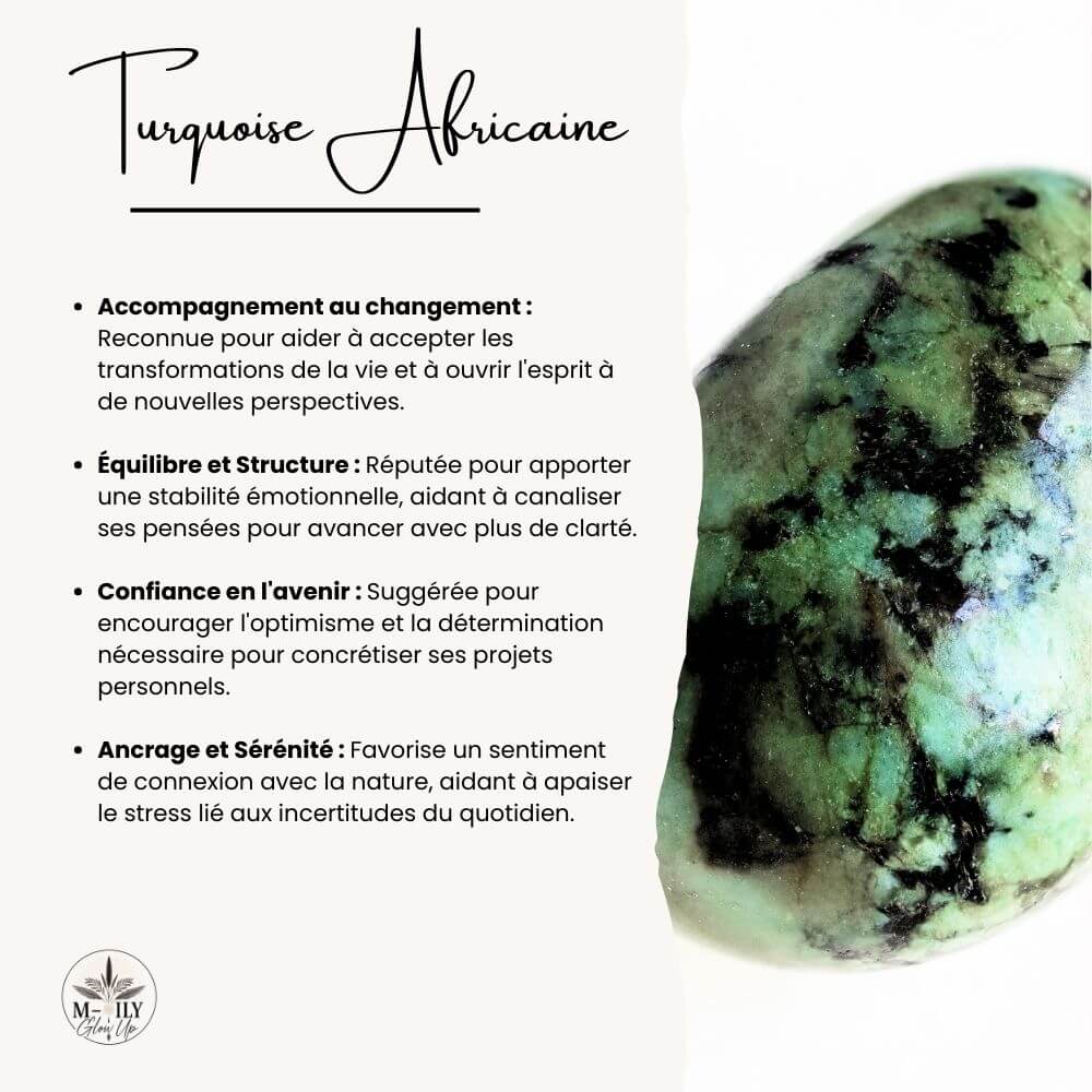 fiche d'informations bienfaits et vertus de la pierre turquoise africaine