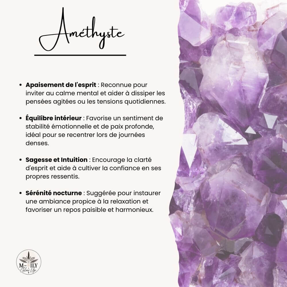 fiche d'informations bienfaits et vertus pierre d'améthyste