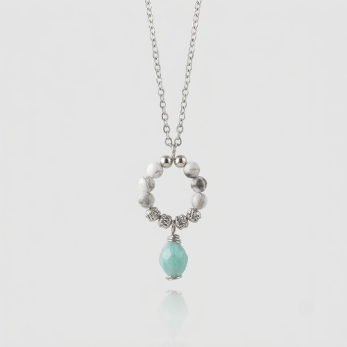 Sautoir - GIA Howlite et Amazonite